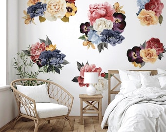 Textured Vintage Floral Cluster Wall Decals | Urbanwalls