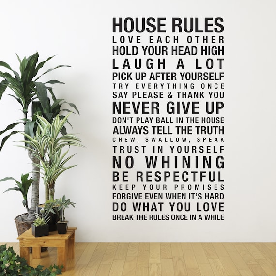 Vinyl Wall Decal Sticker Art House Rules Etsy