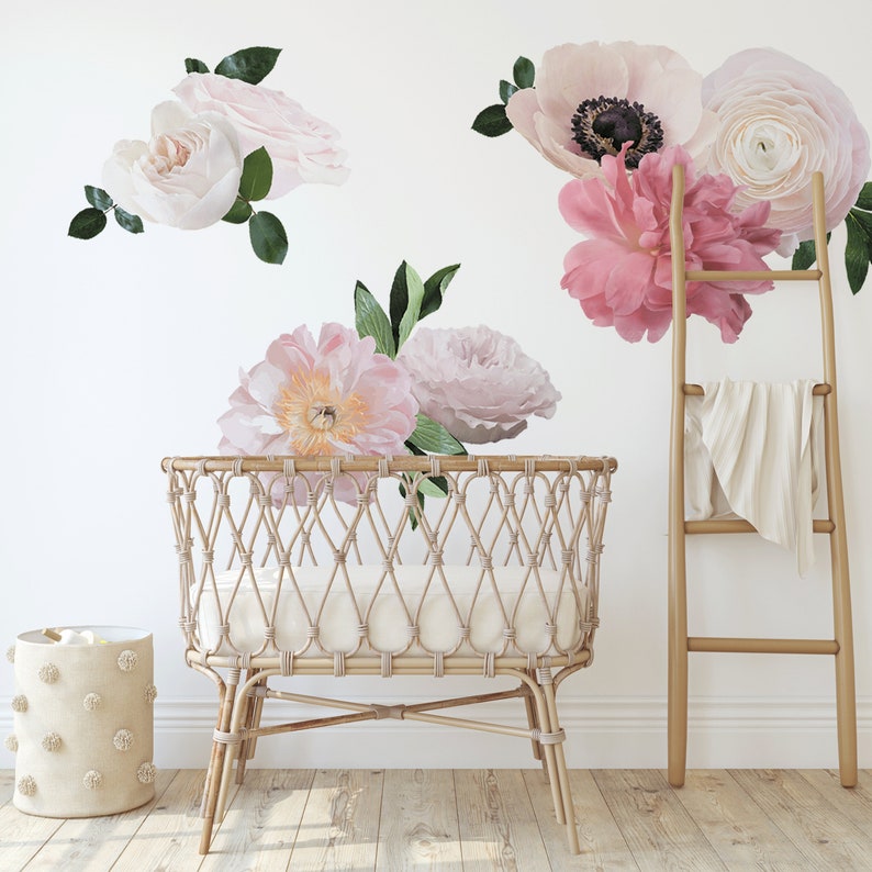 Soft Pink Garden Flower Half Order Wall Decals Urbanwalls image 1