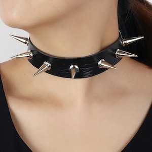 Handmade Gothic Spiked Leather Choker: Punk Collar Necklace, leather choker collar, choker collar, choker necklace
