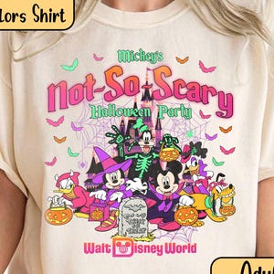 Retro Mickey&#39;s Not So Scary Halloween Party 2025 Shirt, Disney Halloween Family Shirt, Mickey & friends Skeleton Pumpkin WDW Tee