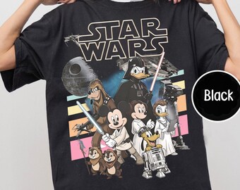 Retro Mickey and Friends Jedi Shirts, , Retro Disney Star Wars Shirt,Family Vacation Outfit, Disneyland Starwar Tee, Gift for Disney Fans