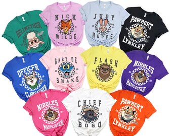 Disney Zootopia 2 Checkerboard Shirt, Judy Hopps Nick Gary Nibbles Bogo Shirt, Disney Zootopia Group Tee, Disneyland Family Matching Tee