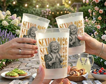 Personalized Senior Photo Frosted Cups, Retro Custom Graduation Photo Cup, Class of 2026 Party Cups, Grad Party Decor, Senior Night Cup