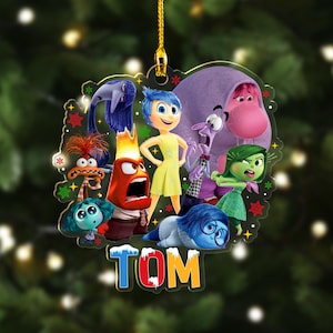 Personalized Inside Out 2 Acrylic Christmas Ornament, Custom Inside Out Family Tree Hanging Decor, It&#39;s Okay Mental Health Xmas Gift For Kid