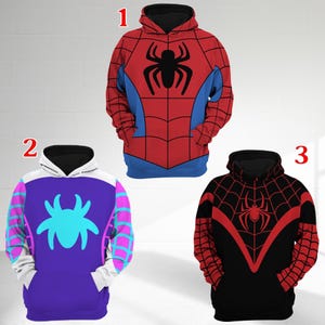 Disfraz de Spidey y sus increíbles amigos para Halloween: sudadera con capucha 3D y pantalones deportivos, camiseta de cosplay de superhéroe Gwen Stacy Spidey Spin para cumpleaños infantil con temática de araña. imagen 3