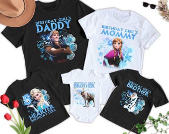 Personalized Frozen Birthday Family Matching Shirt, Custom Elsa Anna Kristoff Olaf Sven Birthday Shirt, Princess Birthday Theme Party Outfit