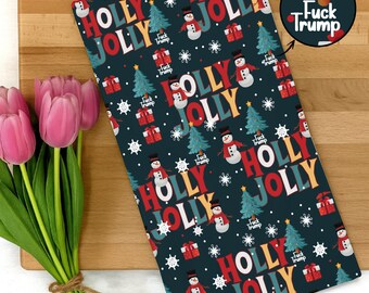 Subtle F*ck Trump Christmas Candy Hand Towel, Funny Political Home Decor, Sarcastic Holiday Kitchen Towel Gift, Anti Trump Anti Maga
