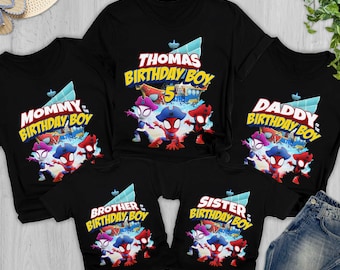 Personalized Spidey and his Amazing Friends Birthday Shirt, Marvel’s Spidey Season 4 Tee, Custom Junior Spiderman Kid Family Matching Shirt