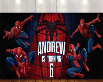 Personalize Spider Birthday Backdrop, Spider Birthday Boy Party, Spider Hero Party Banner, Superhero Spider Theme Decor Gift