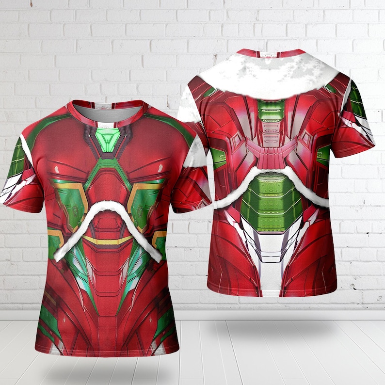 Puede incluir: Camiseta gr&aacute;fica roja y verde con un dise&ntilde;o futurista. La camiseta presenta un patr&oacute;n detallado con acentos blancos, creando un aspecto audaz y llamativo. El dise&ntilde;o est&aacute; impreso en la parte delantera y trasera de la camiseta.