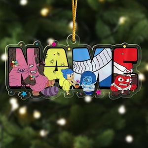 Personalized Inside Out Characters Theme Christmas Ornament, Custom Name Emotion Animated Xmas Tree Decor, Inside Out Gift For Kid