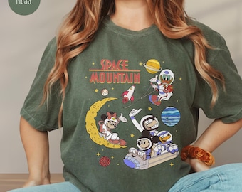 Animated Mouse And Friends Galaxy Space Shirt, Cute Mouse And Friends Space Exploration Comfort Colors Shirt, Family Trip Sweatshirt