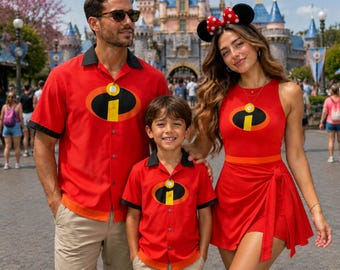 Incredibles Superhero Costume Wrap Skort Dress, Mrs Incredible Dress Skirt, Incredibles Family Cosplay Shirt, Family Halloween Party 2026