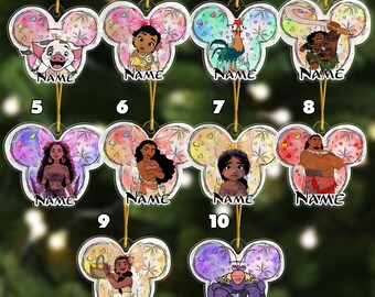 Personalized Moana 2 Acrylic Christmas Ornament, Custom Moana Movie 2025 Xmas Tree Hanging Decor, Christmas Hei Hei Pua Maui Gift For Kid