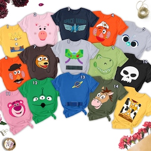 Funny Toy Story Characters Costume Halloween T-Shirt, Woody Buzz Lightyear Head Costume Spooky Season Shirt, Family Matching Halloween Shirt