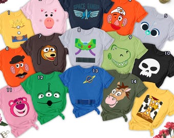 Funny Toy Story Characters Costume Halloween T-Shirt, Woody Buzz Lightyear Head Costume Spooky Season Shirt, Family Matching Halloween Shirt