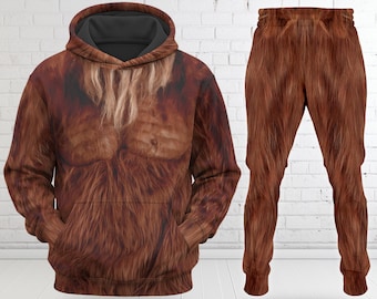 Bigfoot Monster Costume Hoodie, Bigfoot Character Cosplay Costume Hoodie, Halloween 3D Cosplay Outfit, Movie Character All Over Print Shirt