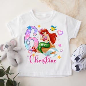 Personalized Mermaid Princess Matching Family Birthday Shirts, Custom Princess Birthday Girl Outfit For Family, Little Princess Theme Tee RE