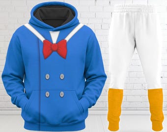 Camiseta de disfraz de Pato Donald, sudadera con capucha de disfraz de Pato Donald 3D, disfraz de cosplay de Halloween de Donald para grupo familiar.