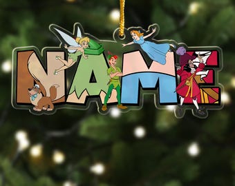 Personalized Peter Pan Christmas Ornament, Tinker Bell Customized 2024 Christmas Tree Decor, Peter Pan Fairy Hero Xmas Gift For Kid