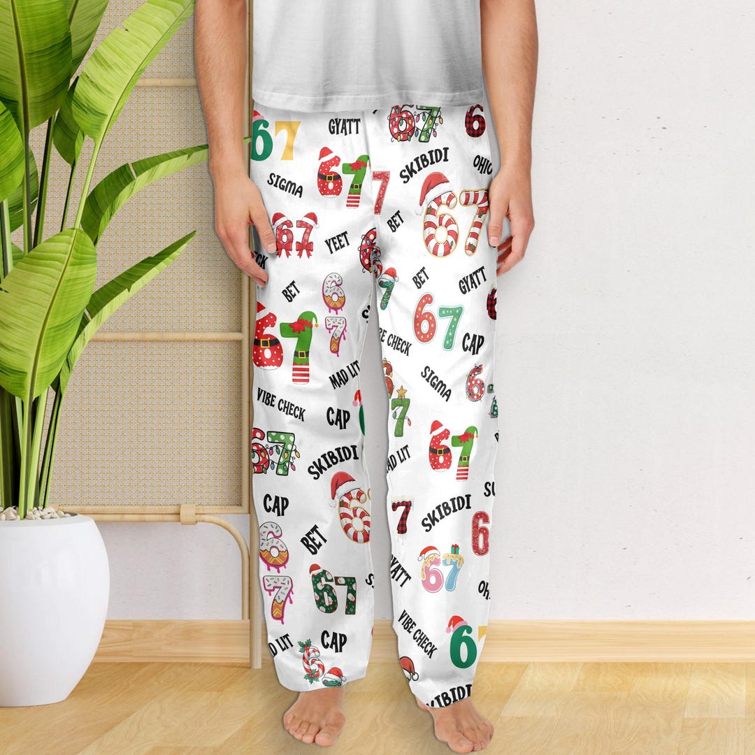 67 Meme Pajamas Pants, Six Seven Christmas Pajama Pants, Christmas ...