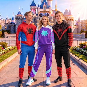 Disfraz de Spidey y sus increíbles amigos para Halloween: sudadera con capucha 3D y pantalones deportivos, camiseta de cosplay de superhéroe Gwen Stacy Spidey Spin para cumpleaños infantil con temática de araña. imagen 1