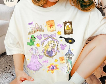 Princess In Purple Comfort Color Floral Shirt, Magic Castle Princess TShirt, Long Hair Princess Sweatshirt, Purple Princess Lover Shirt Gift