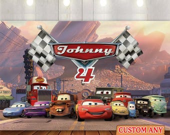 Custom Disney Cars Movie Birthday Backdrop, Disneyland Cars Birthday Party Banner, Cars Birthday Decoration, Cars Birthday Gift For Kids