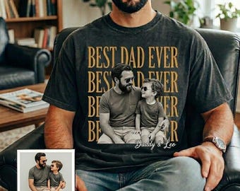 Custom Best Dad Ever Photo Shirt, Retro 90s Bootleg Graphic Tee, Funny Family Portrait Graphic, Shirt For Dad, Father’s Day Gift