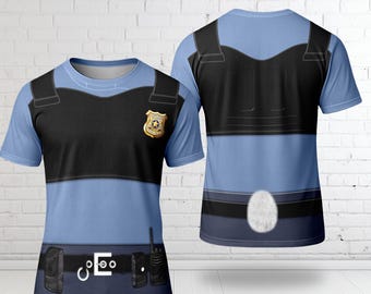 Police Rabbit Halloween Costume 3D Shirt, Policewoman Cosplay Costume For Halloween, Animal City Animated Shirt