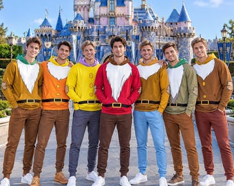 DN Seven Dwarfs Costume 3D Hoodie Sweatpants, 7 Dwarfs Cosplay Matching Shirt, Land Snow White Halloween For Family Group T Shirt