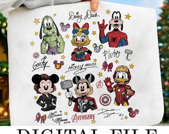 Mickey and Friends Marvel Avengers Png, Disney Superhero Png, Disney Signatures Avengers, Disney Family Vacation Trip Png