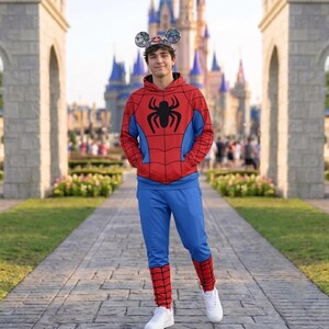 Disfraz de Spidey y sus increíbles amigos para Halloween: sudadera con capucha 3D y pantalones deportivos, camiseta de cosplay de superhéroe Gwen Stacy Spidey Spin para cumpleaños infantil con temática de araña. imagen 9