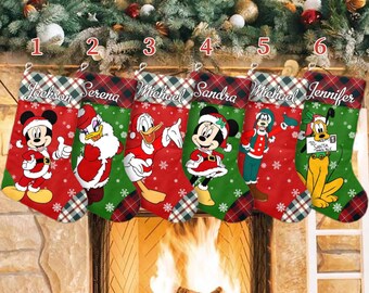 Mouse And Friends Santa Claus Xmas Stocking, Mickey Mouse Christmas Stockings, Mickey And Friends Christmas Socks Home Decoration