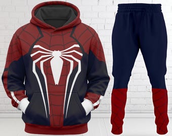 Spider Man Inspired Halloween Costume Hoodie, Peter Parker Cosplay Costume 3D Sweatshirt, 3D Halloween Party Outfit, All Over Print Hoodie