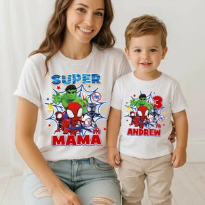 Personalized Spider And Amazing Friends Birthday Shirt, Custom Spider Hero Matching Family Birthday T-Shirt, Superhero Theme Kid Shirt RE image 3