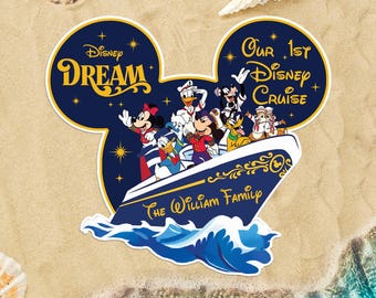 Custom Our 1st Disney Cruise Magnet, Personalized Disney Cruise Door Magnet, Mickey & Friends Family Trip Cruise Chip 'n' Dale Magnet