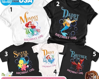 Personalized The Little Princess Family Birthday Shirts, Princess Mermaid Birthday Girl Theme Party, Mermaid Family Matching T-Shirt