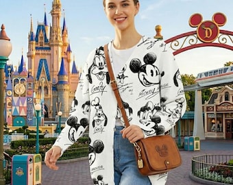 WDW Mickey And Friends Signature Cardigan, Mickey Mouse Donald Duck Goofy Jacket, Magic Kingdom Summer Trip Button Shirt