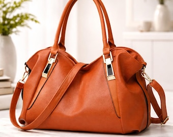 Brown Leather Handbag Women Satchel Tote Crossbody Bag Large Shoulder Purse Messenger Bag Everyday Work Bag