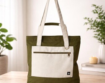 Collapsible Utility Tote Bag Water Resistant Nylon Tote Large Travel Work Bag Laptop Tote Beach Bag Multi Pocket Organizer Bag