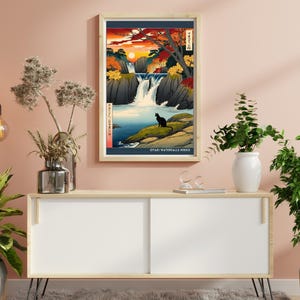 Wall Art Nikkô Japan, Ukiyo-e Inspired Art, Autumn Nature Landscape, Japanese Home Decor