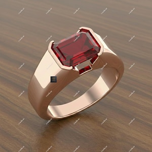 Bague demi-lunette unisexe rubis naturel [Manik] 6,50 carats, pierre de naissance de juillet, pierre de naissance de juillet 14 carats