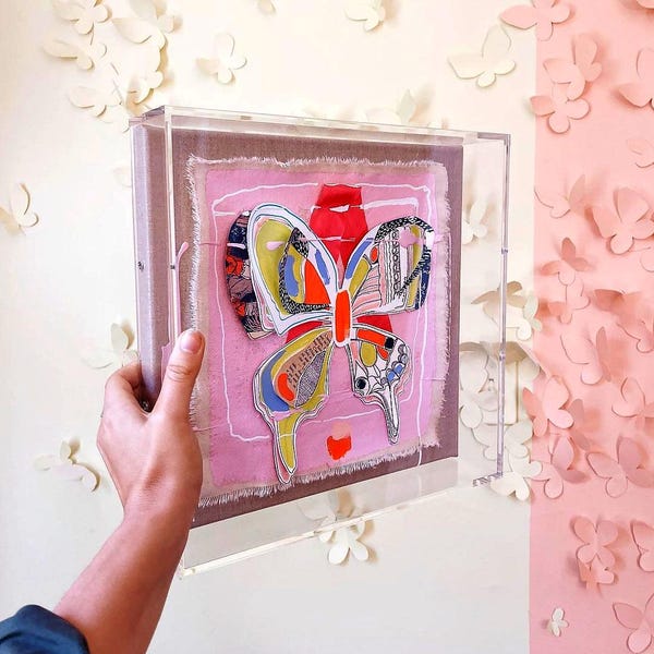 12x12 Acrylic Shadowbox Frame with Linen Canvas - UV Protected