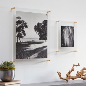 Double Panel Acrylic Floating Wall Frames - CHOOSE YOUR SIZE (Silver/Gold)
