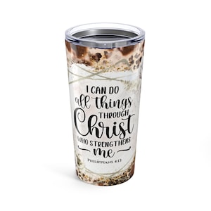 Skinny Tumbler 20oz | Christian Travel Mug | Faith Gift for Women | Motivational Quote Cup