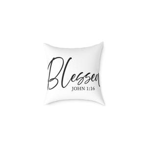 Blessed Square Canvas Pillow Christian Decor for Women Faith Gift Inspirational Home Accent