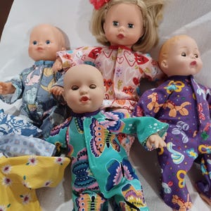 10&quot; 12&quot; American Made Smaller Girl Doll Clothes Colorful Prints Doll One Piece Sleeper fits Smaller Baby Dolls