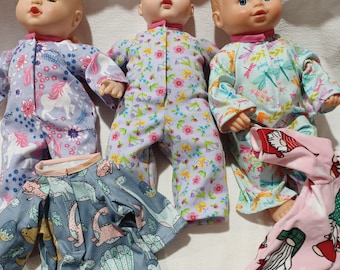 10" 12" American Made Smaller Girl Doll Clothes Colorful Prints Doll One Piece Sleeper fits Smaller Baby Dolls